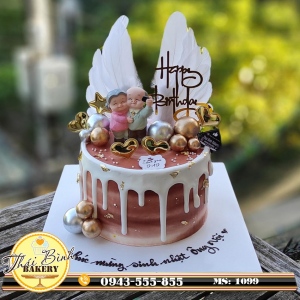 Bánh kem tượng ông bà anh chụp ảnh sang trọng cắm bóng mừng sinh nhật Ông nội