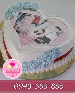 bánh in ảnh trái tim tỏ tình tông trắng xanh