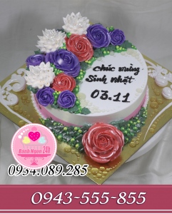Bánh kem hoa hàn quốc tím, đỏ tặng bạn gái