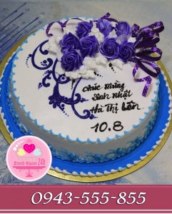 bánh kem bắt hoa tông tím tặng vợ