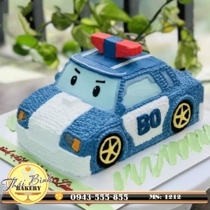 bánh kem dựng hình 3d ô tô cảnh sát sinh nhật ku bo