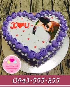 bánh in ảnh trái tim hoa hàn quốc tím