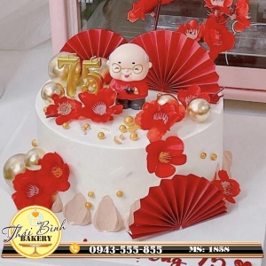 Bánh kem ông pha trà mừng thọ tuổi 75