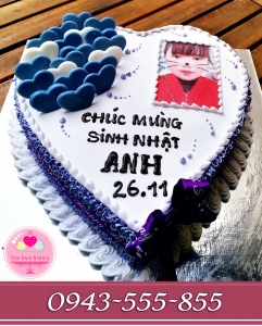 bánh in ảnh trái tim bạn gái tặng người yêu