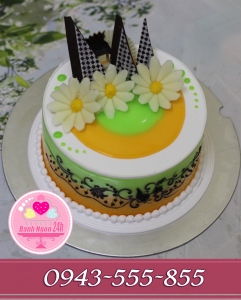 bánh kem mứt dứa xoài vẽ hoa văn