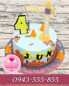 bánh kem fondant công trường xây dựng